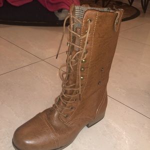 Brown combat boots